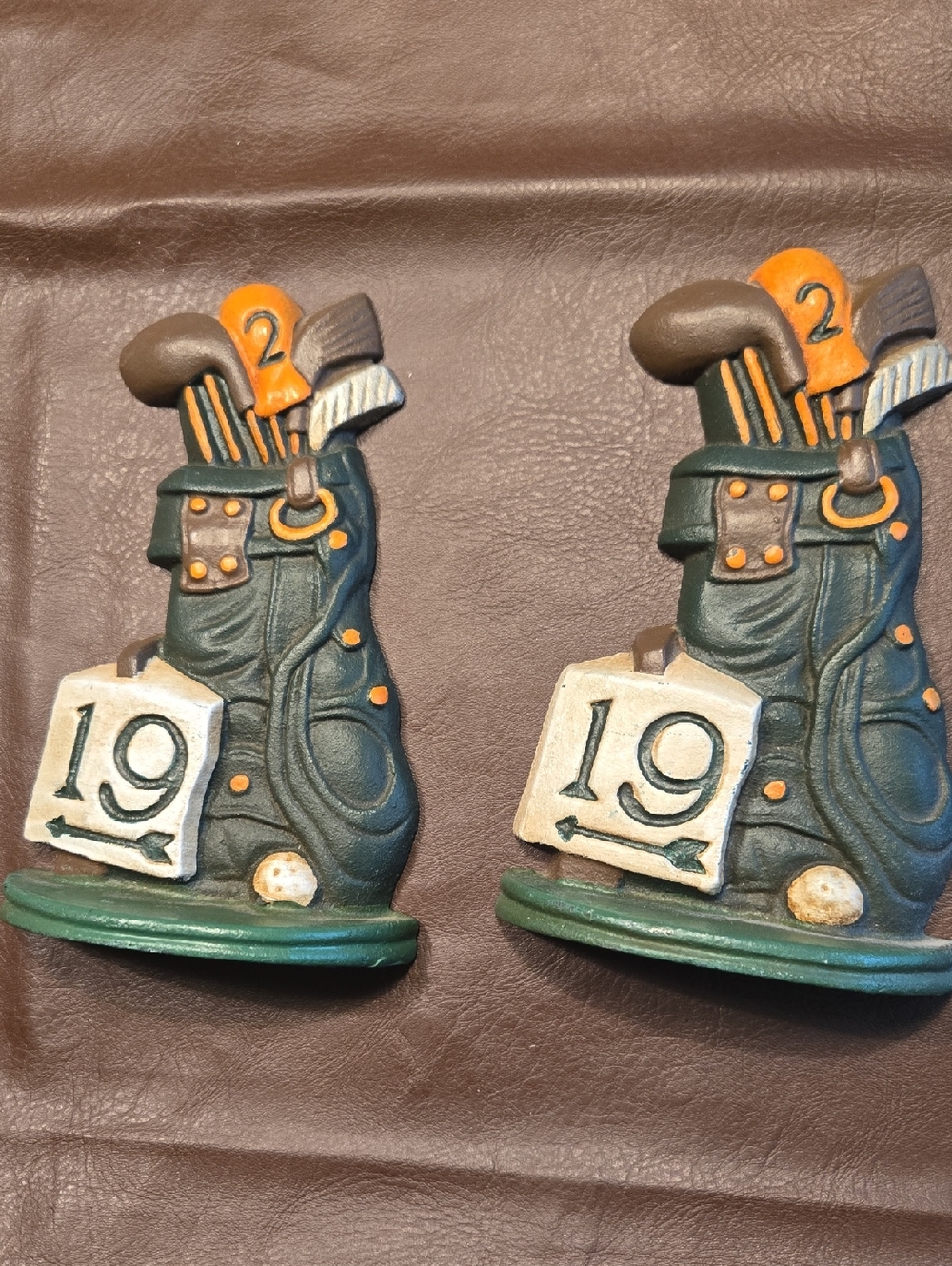 Golf Bookends Or Doorstops Cast Iron Golf Bag Hole 19